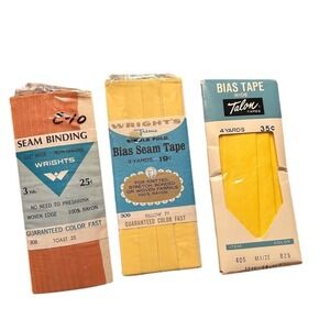 Vintage 1960s Wright's Bias Seam Tape & Binding Lot Sewing Supplies MCM Retro
